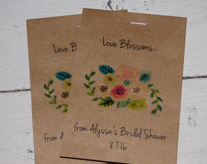 Rustic Kraft Design Floral Wildflowers Let Love Grow Flower Seed Packet Favor Shabby Chic Cute Favors Bridal Shower Wedding Birthday