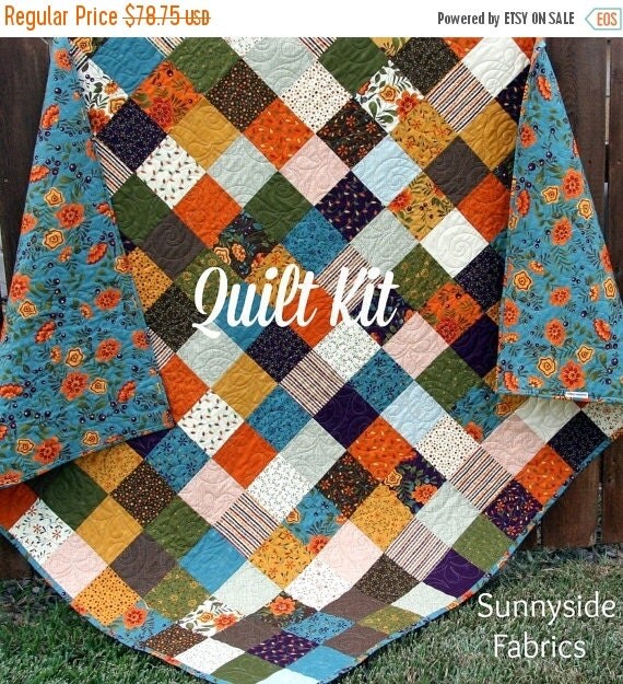 Fall Throw Quilt Kit Autumn Havest Perfectly by SunnysideFabrics