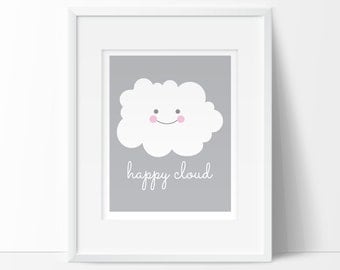 cloud nursery decor, happy cloud, nursery art printables, printable nursery art, INSTANT DOWNLOAD, cloud baby shower, baby printable, DIYART