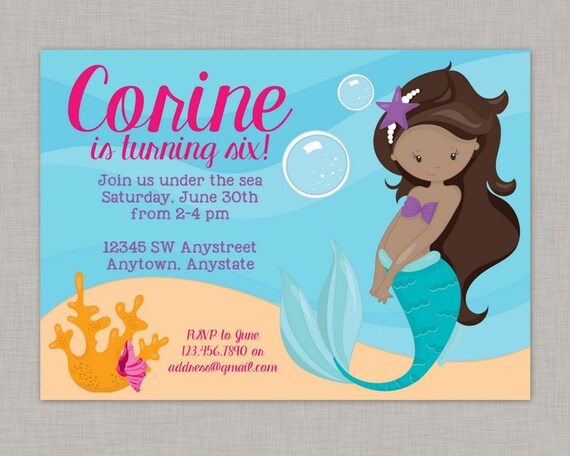 Mermaid Invitation, Mermaid Birthday Invitation, Mermaid Party, Under the Sea Il_570xn