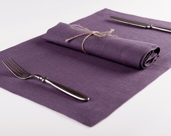 Violet linen napkin or place mat Set for six, Cloth napkins and placemats, Violet napkins, Violet placemats