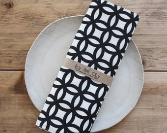 Fabric Placemats - Black and White - Set of 4