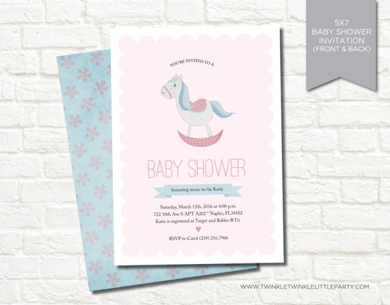 Rocking Horse Baby Shower Digital Party Invitation Il_570xn