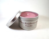 Black Raspberry and Vanilla  Scented Soy Candle -  Handmade Natural Soy Wax Candle Eco Friendly 8oz Recyclable Tin 