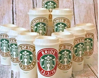 Bridesmaid Gift, Bridal Party Gift, Starbucks Cup, Custom Starbucks Coffee Cup, Wedding Party Gift, Bridesmaid Gift, Personalized Coffee Cup