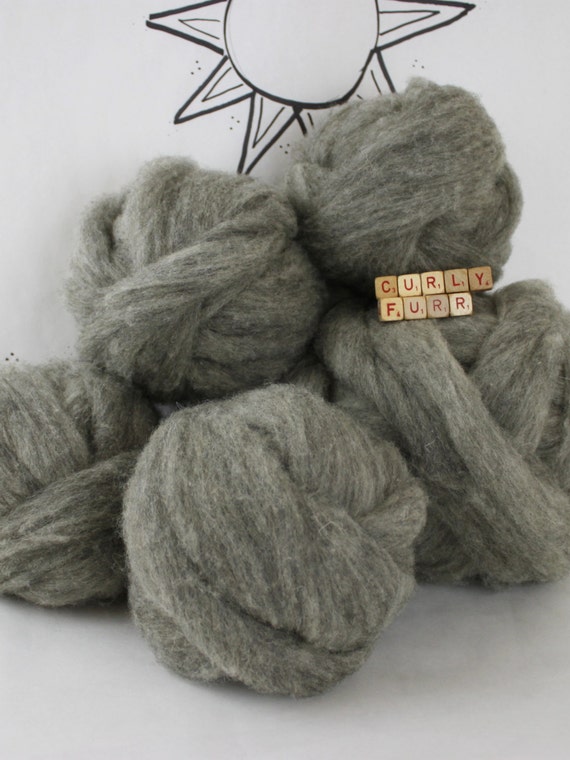Needle felting core wool roving gray natural wool by CurlyFurr