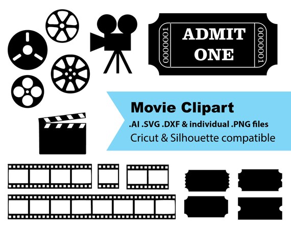 Download Silhouette & Cricut Compatible Movie Clipart Files AI Vector