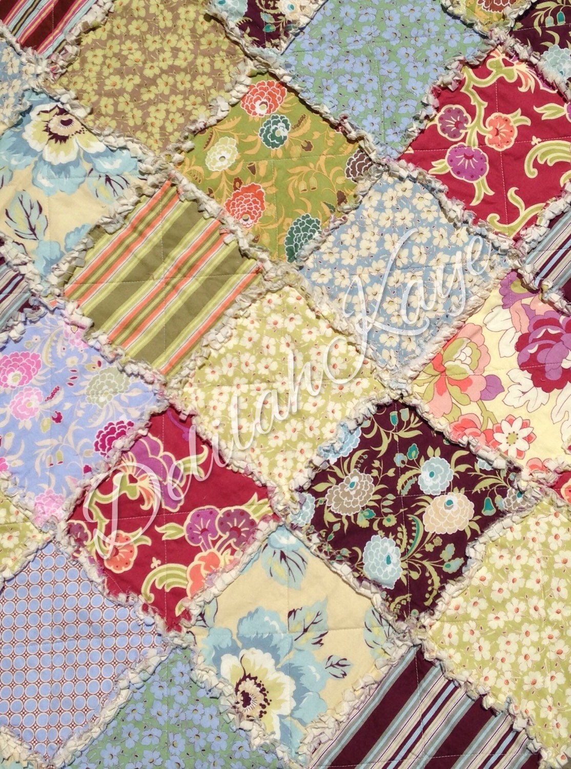 Ready To Ship Rag Quilt Queen Size Gypsy by DelilahKaye