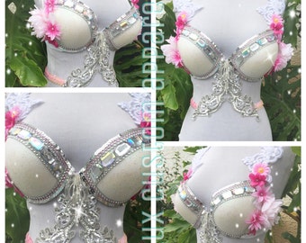Ready to ship! Pink Peony Rave Bra 36C