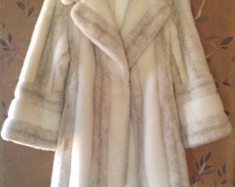 80s faux arctic fox fur coat