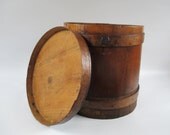 Wooden Bucket, Vintage Firkin Primitive Rustic Original with Lid, Brown Storage Display, Kitchen Ranch Farmhouse Cottage Decor Wooden Bucket, Vintage Firkin Primitive Rustic Original with Lid, Brown Storage Display, Kitchen Ranch Farmhouse Cottage Decor
