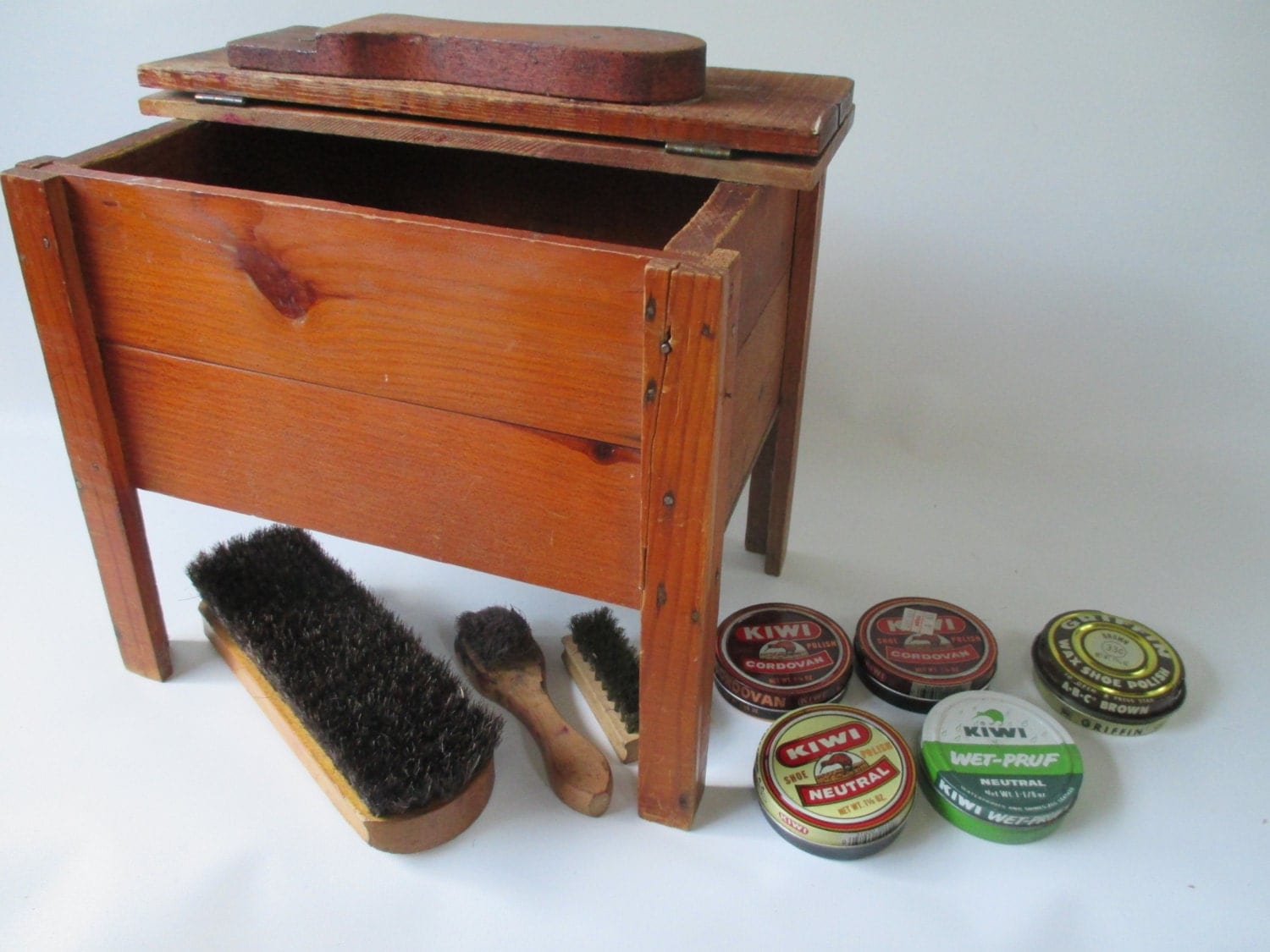 wooden shoe polish box