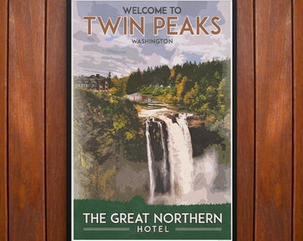 Twin Peaks Poster or Framed Print, Great Northern Hotel Travel