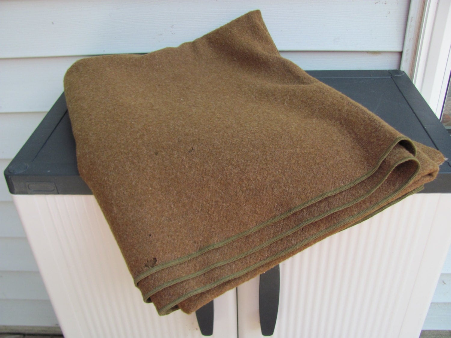 Army Green Wool Blanket 64 x 82 from WWll 1945