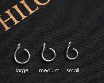 Fake Nose Ring - ALL SIZES - No Piercing Body Jewellery, 20 gauge, Gold, Silver, Rose Gold, Faux, Large Hoop, Small, plain, simple nose cuff
