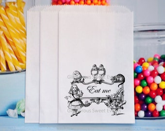 Alice In Wonderland Favor Bags, Alice In Wonderland Treat Bags, Alice In Wonderland Goody bags, White Rabbit Favor Bags