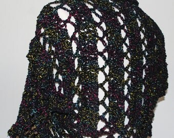 Black multicolor crochet shrug bolero