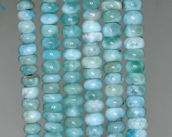 Dominican Larimar Gemstone Grade AAA Blue Rondelle Slice 7x4-7x5MM Loose Beads 6 inch (90183468-787)