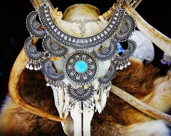 Silver Gypsy Turkish Necklace Bohemian Boho Chic Belly dancing