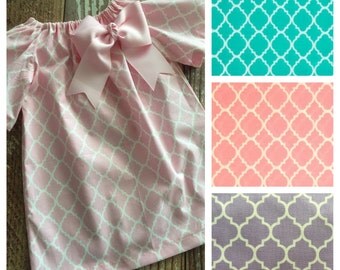 Easter Dress - Peasant Dress - Girl, Toddler Girl, Baby Girl - Size 12M thru 7/8 - Quatrefoil