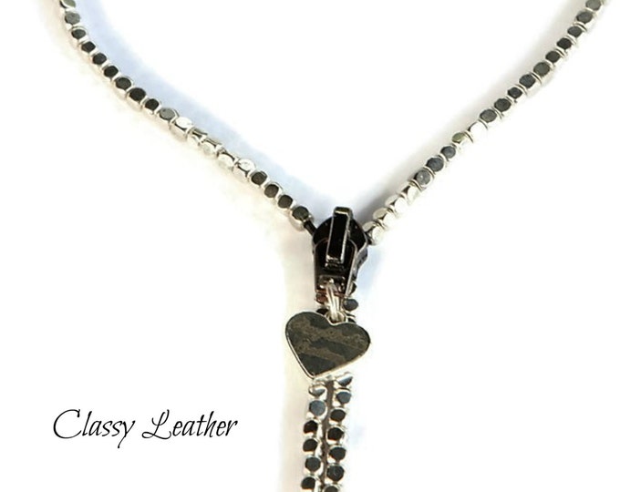 Zipper necklace, zipper jewelry ,beaded zipper necklace,beaded necklace,long necklace, designer jewelry,designer necklace,zipper chocker