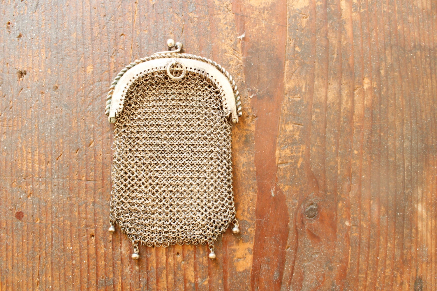 Antique Edwardian Metal Mesh Coin Purse Chatelaine Collectible