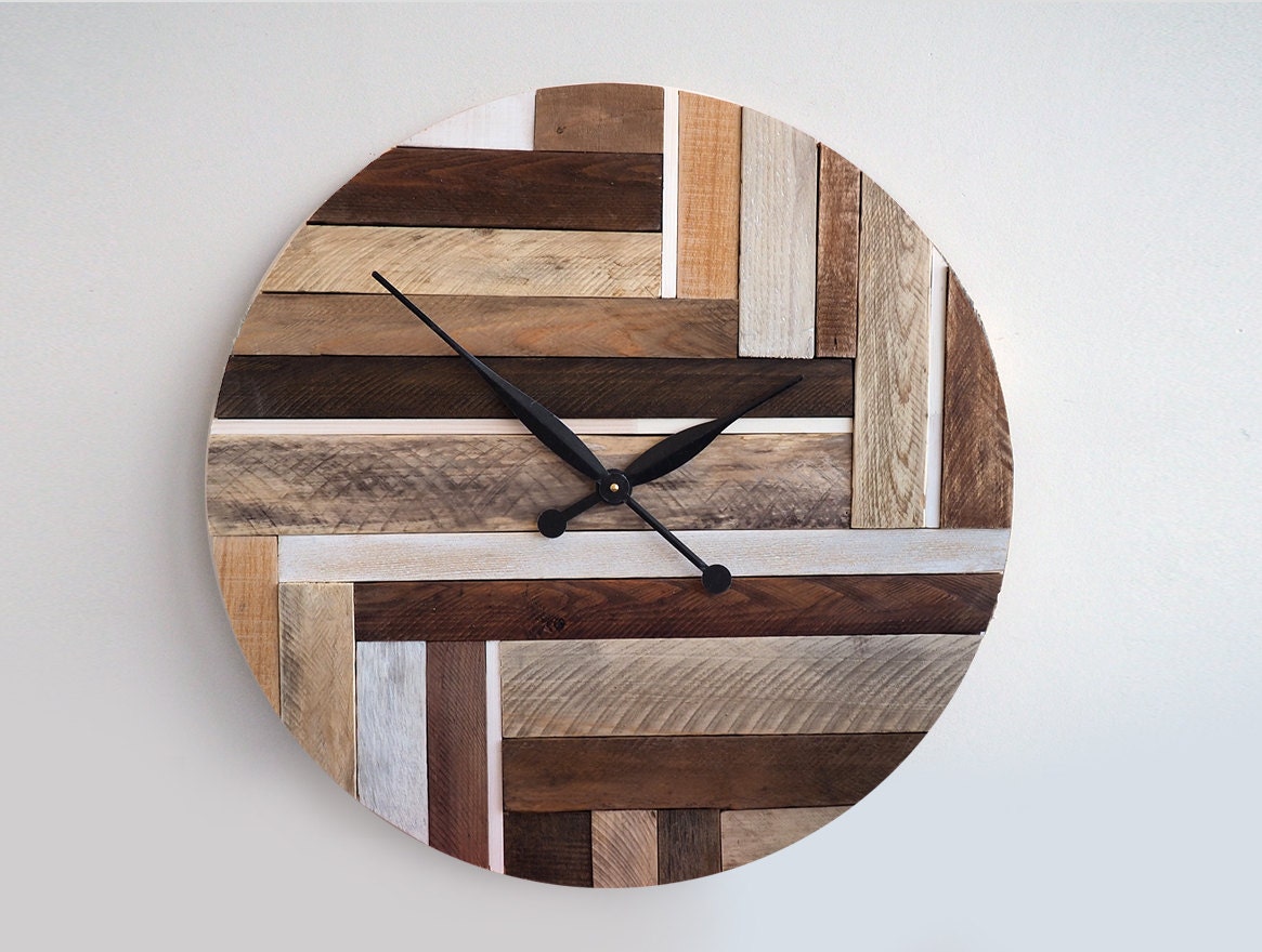 23.6in Rustic Wall Clock Large Wall Clock Weathered Wood