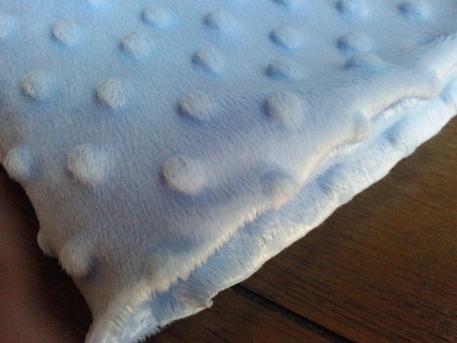 Baby Blue Minky Dot Blanket Material with Raised Embossed