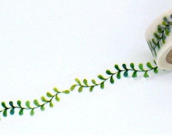 DIY Removable Adhesive Masking Deco Washi Tape - Green Olive Leaf (1.5 cm Width)