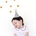 Birthday Party Hat - linen party hat in grey, baby party hat, pom pom hat