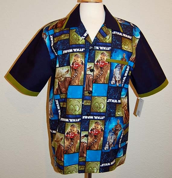 Star Wars print men's bowling style shirt