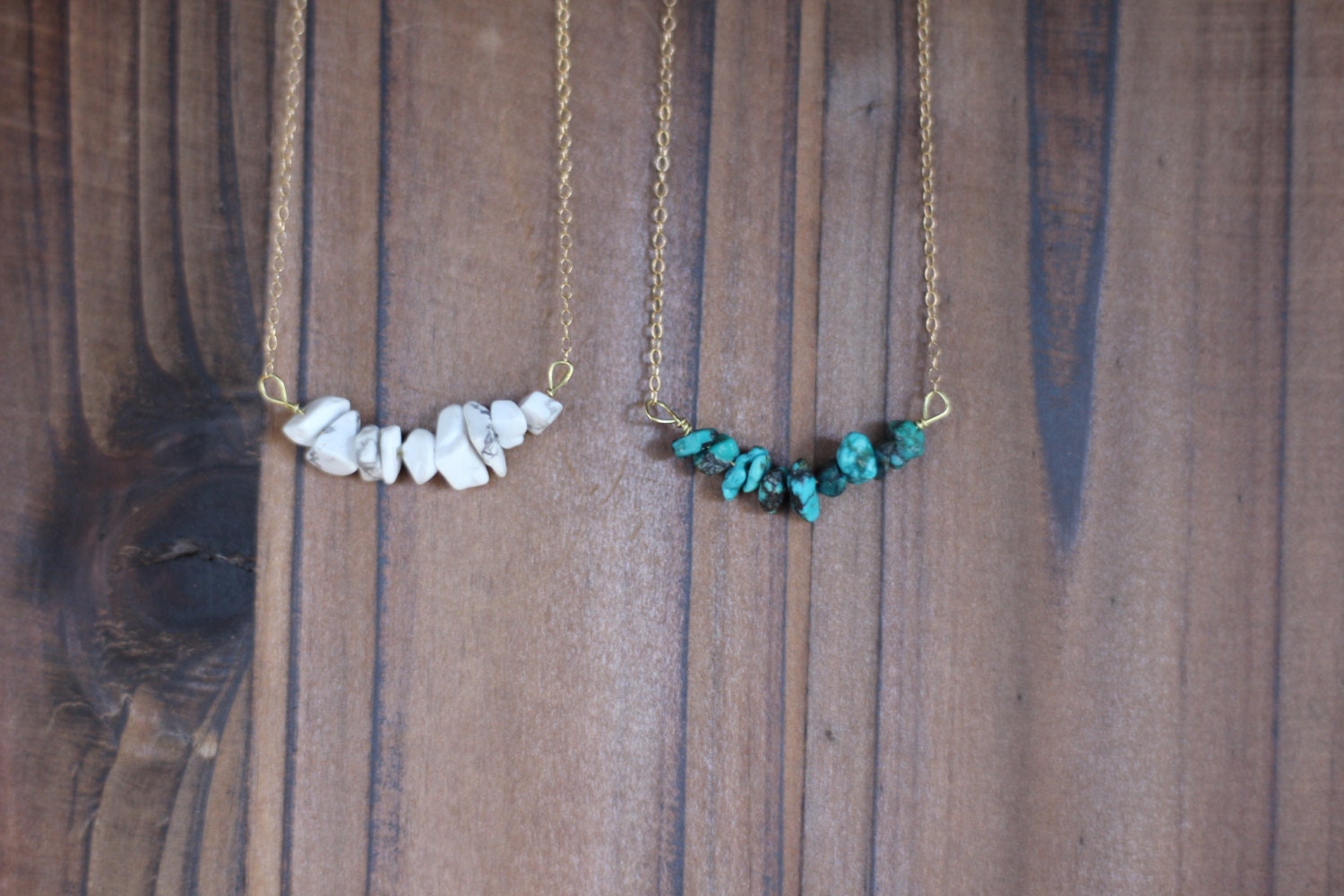 Stone Chip Necklace Turquoise & White by shopamandamichelle