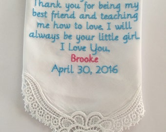 FREE SHIPPING! Mother of the bride personalized handkerchief gift