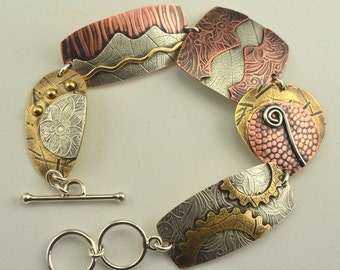 Mixed Metal Bracelet - Copper Bracelet - Link Bracelet - Artisan Jewelry