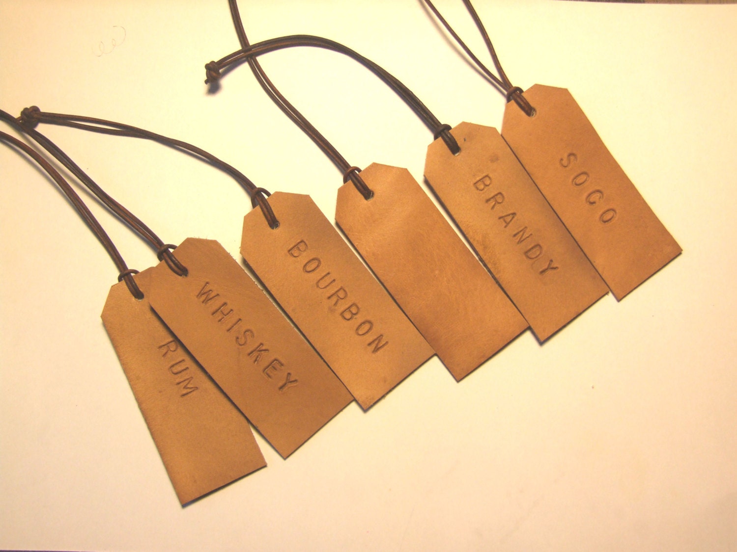 Set of 3 Personalized Leather Gift Tag Hand Stamped Leather