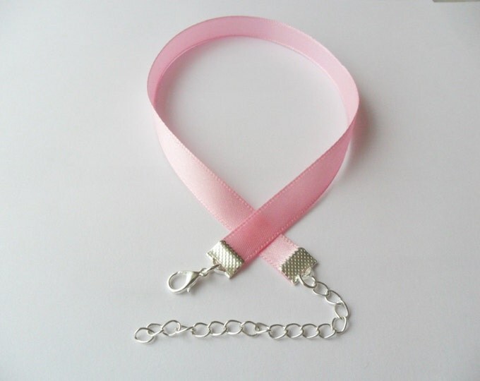 Pale pink satin choker necklace 3/8"inch or 5/8"inch wide.
