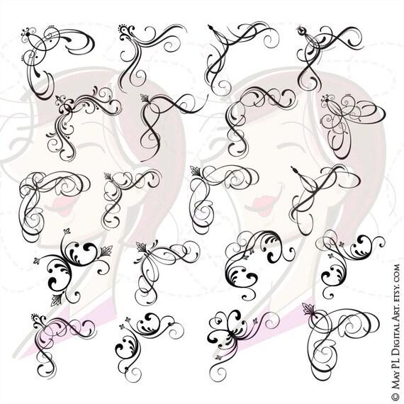 Download Decorative Corners Clipart Digital Retro Frames Filigree ...