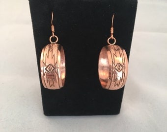 Navajo Copper Hand Stamped French Hook Earrings