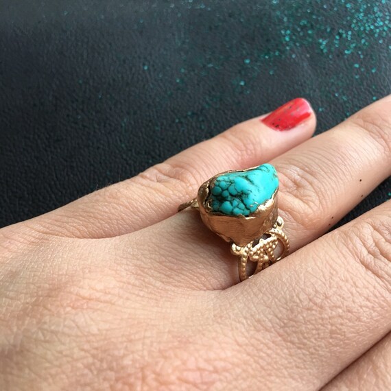 Turquoise ring / turquoise gold ring / gold by theFaintofHeart