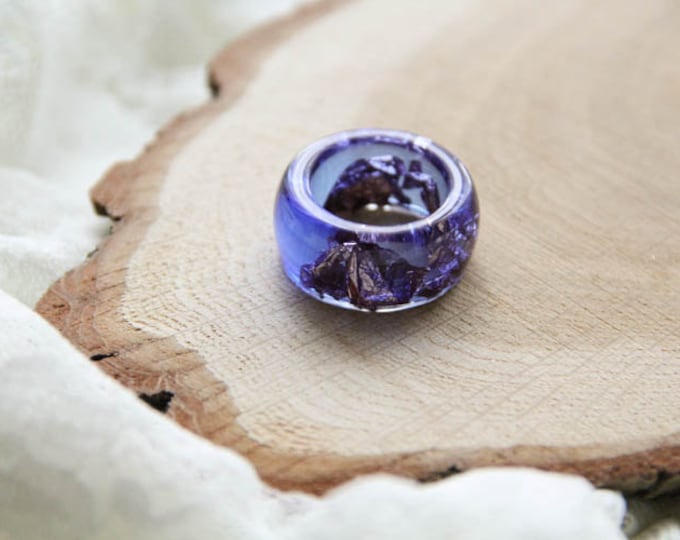 Navy Blue Resin Ring With Copper Flakes, Bold Resin Ring, Modern Materials Ring, Simple Resin Ring, Epoxy Jewelry, Unique Jewelry