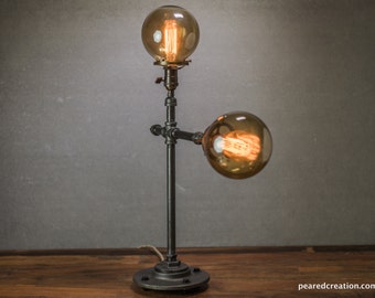 Mid Century Modern Lamp - Table Lamp - Edison Table Lamp - Industrial Lighting - Iron Pipe - Edison Bulb - Atomic Age Furniture