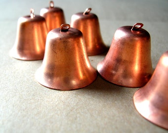 6 Copper Tone Bells - Vintage Bells - Vintage Bell Lot - Wind Chime Bells
