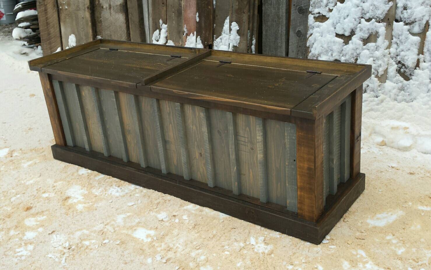 Rustic Entry Storage Bench by EchoPeakDesign on Etsy