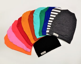 Solid Cotton Jersey Slouch Beanies