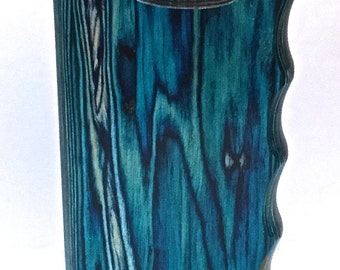 Handcrafted Ocean Blue Wooden 4" Dugout with One Hitter Bat