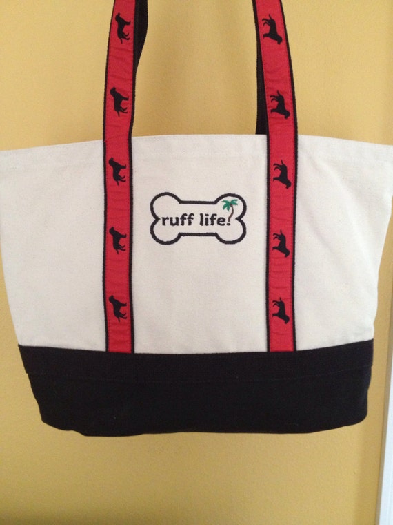 Dog Bag beach bag weekend bag with dog theme by rufflifeapparel