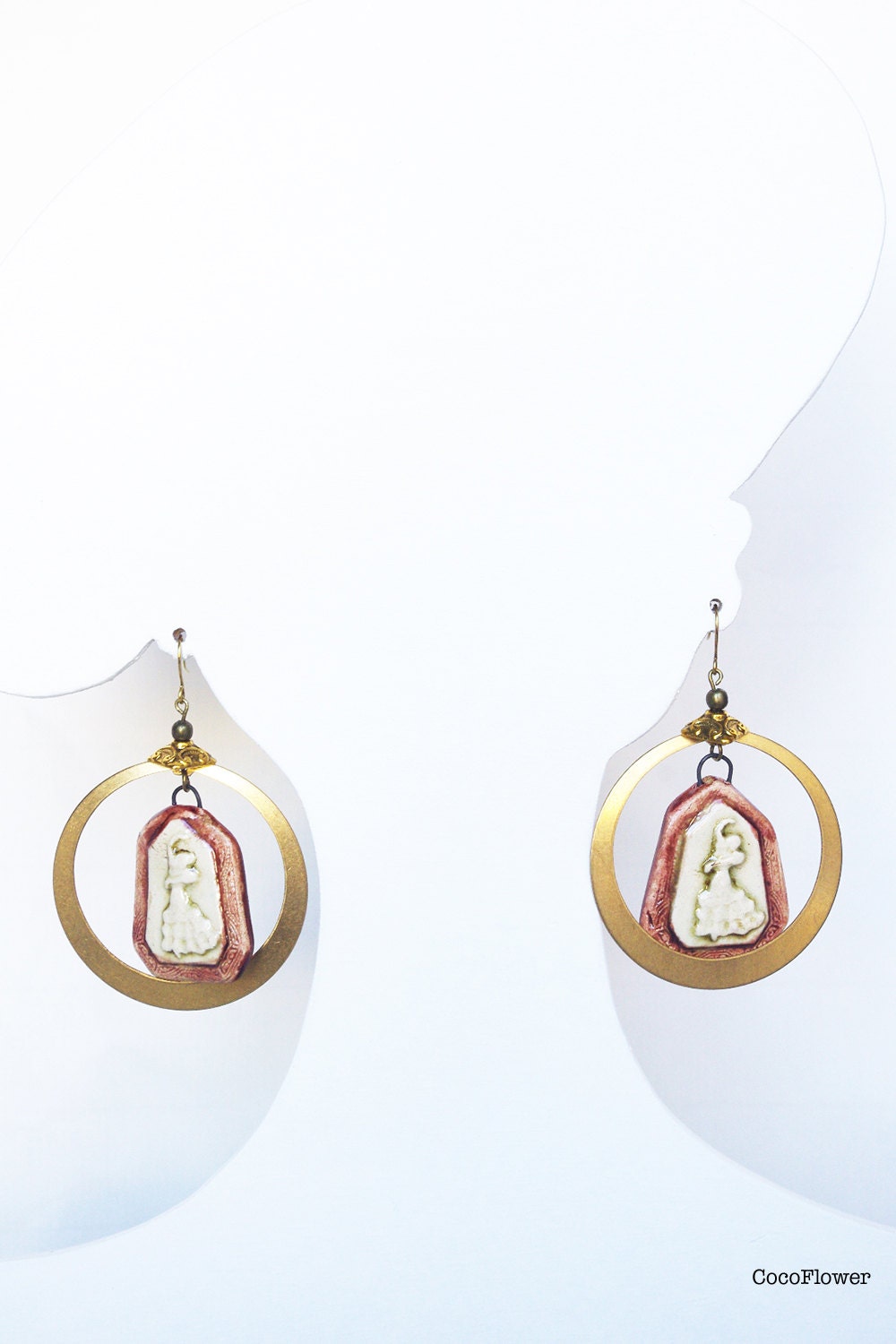 Gold hoop earrings Spanish earrings Flamenco by