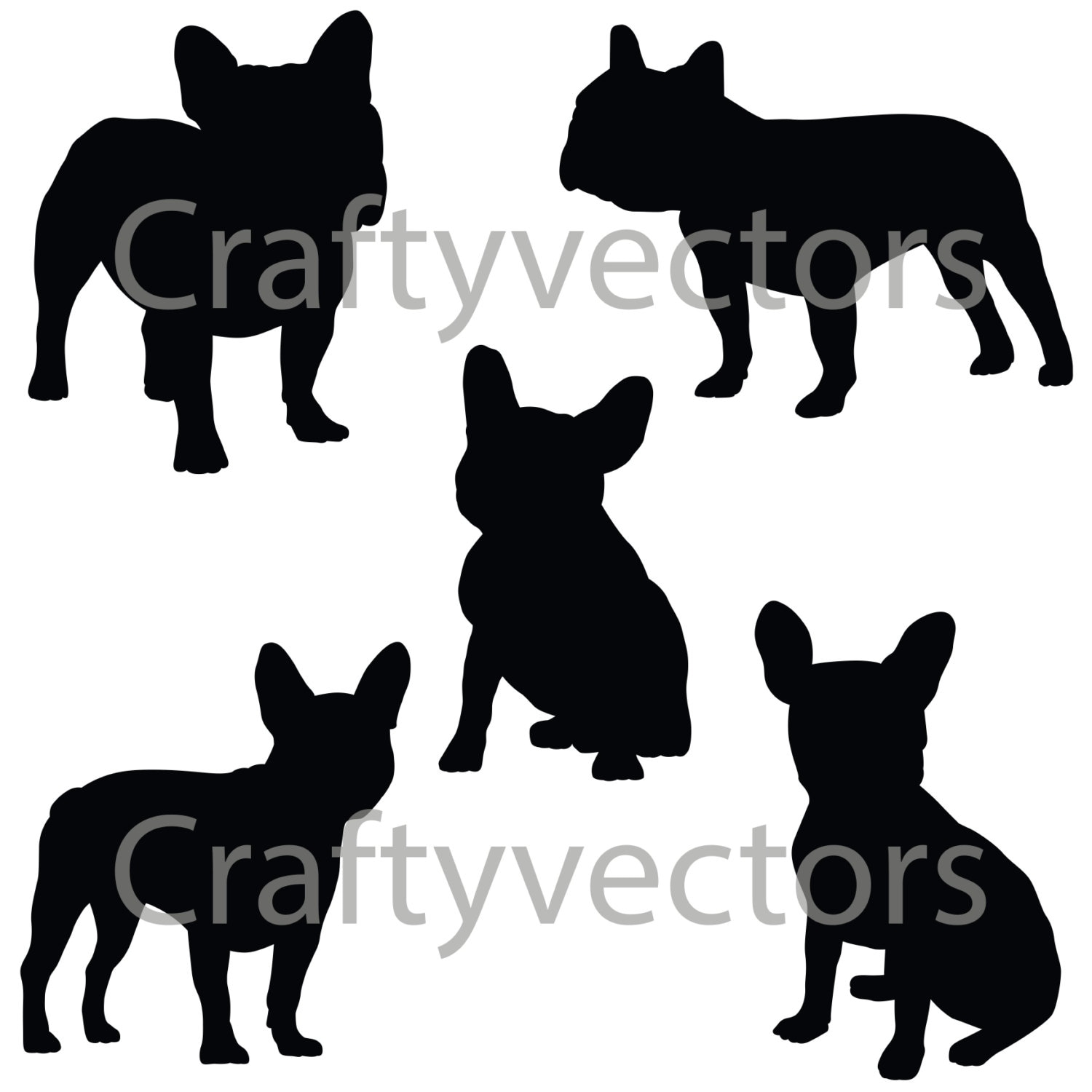 Download French Bulldog Silhouettes SVG