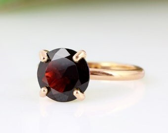 SUMMER SALE - January birthstone,Garnet ring,gemstone ring,birthstone jewelry,rose gold ring,pink gold ring,stackable rings,stack ring