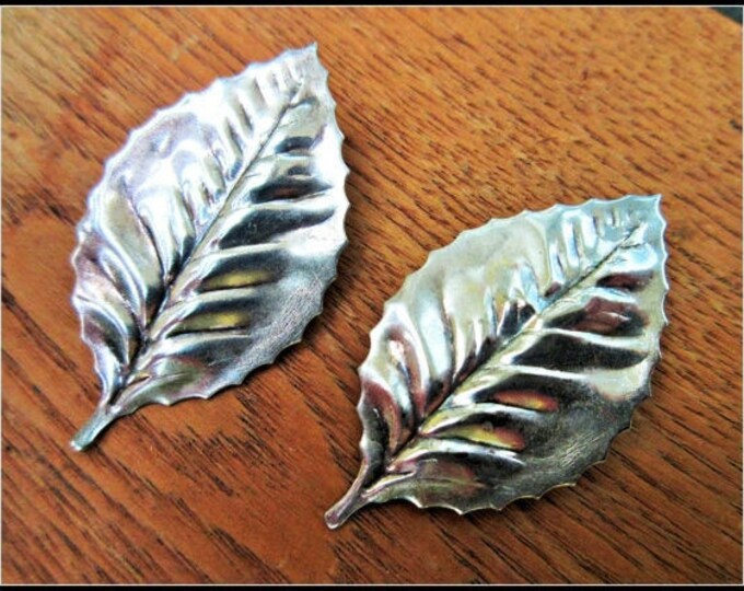 Leaf earrings - silver plated - clip on earrings - Nature - Boho